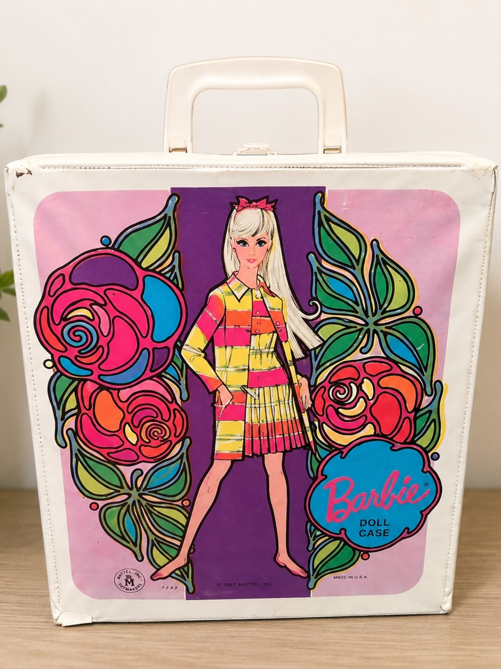 Vintage 1970 Barbie Doll Case Pink Mod Floral Mattel Carrying Case - Picture 1 of 16